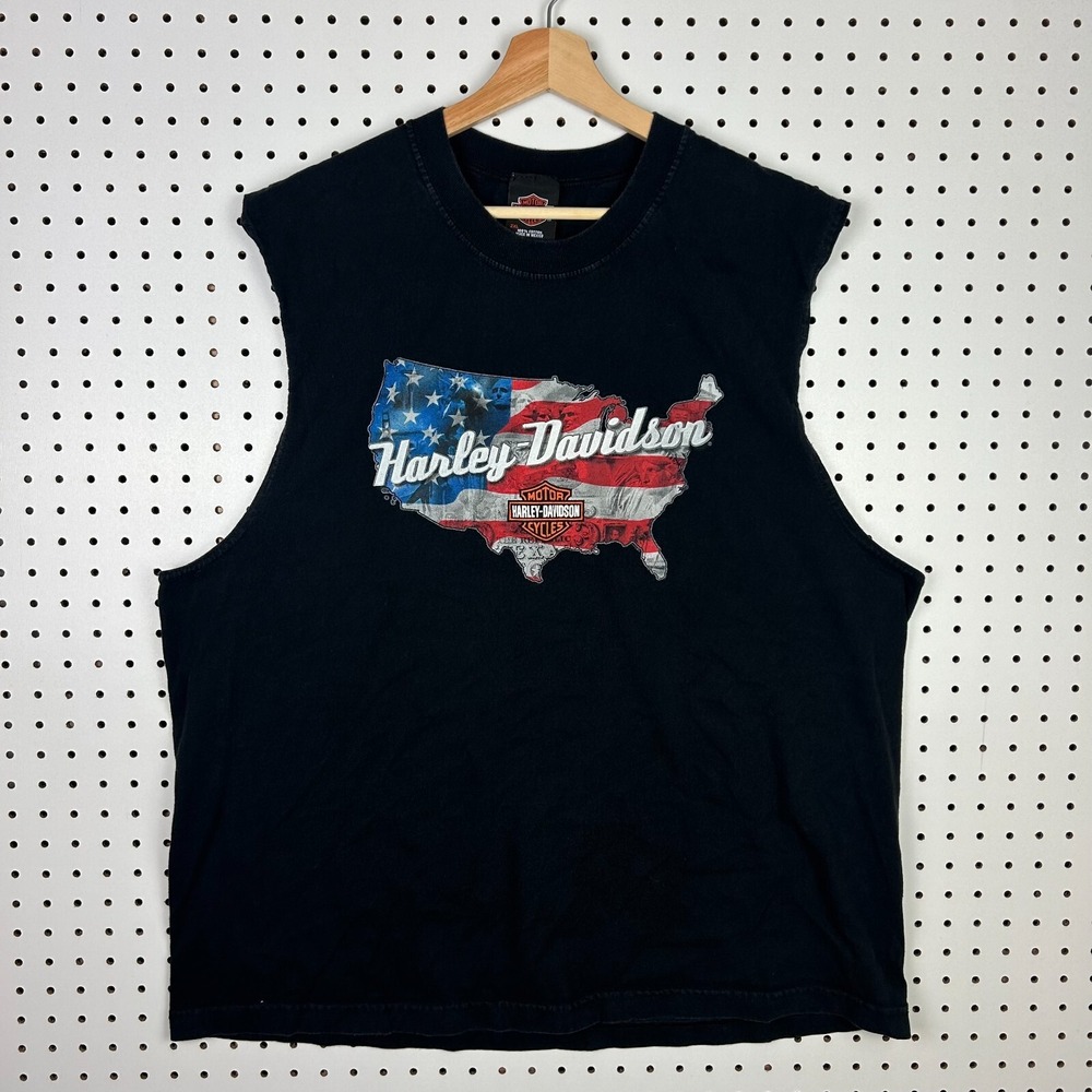 Harley Davidson Motorcycle Biker Tank Top XL Black USA America Graphic Baton LA